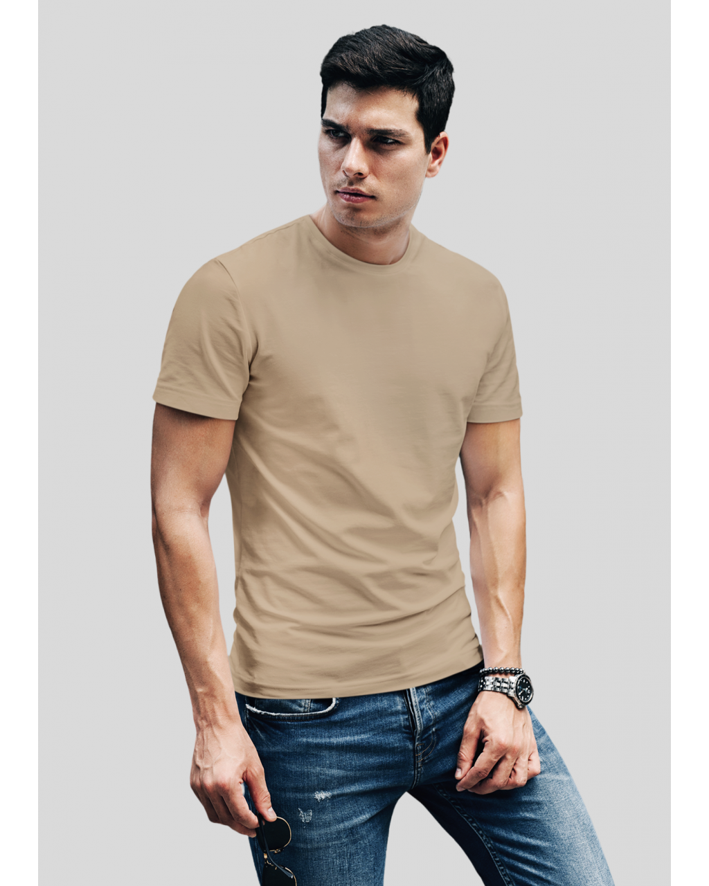 Мужская футболка повседневная бежевый Mishe 1100009