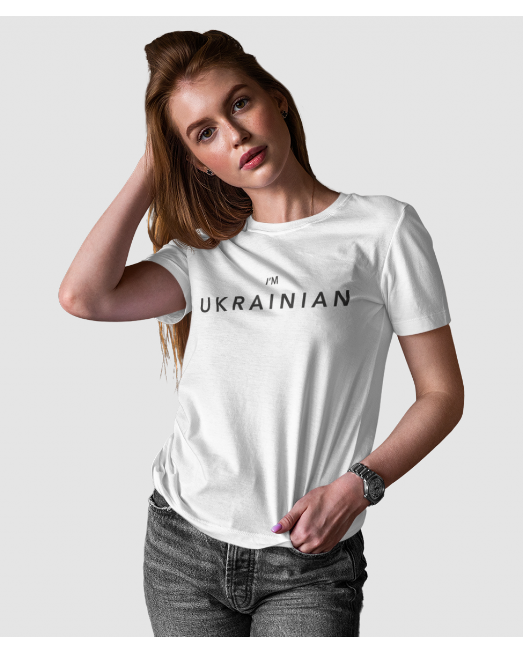 Футболка жіноча патріотична  I'm Ukrainian Mishe 2110005