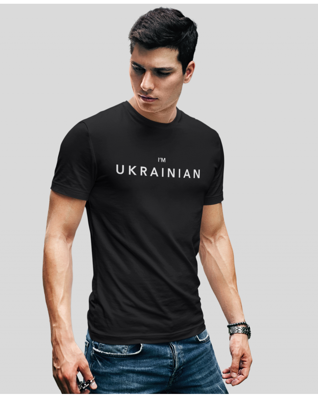 Чоловіча чорна футболка I'm Ukrainian Mishe 111000112