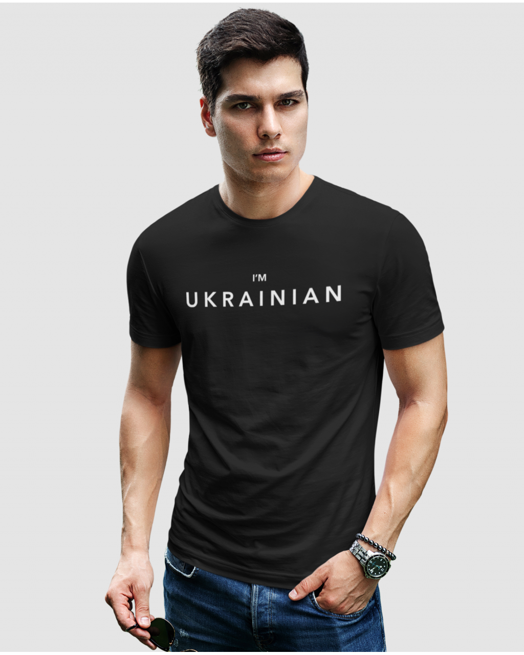 Чоловіча чорна футболка I'm Ukrainian Mishe 111000112