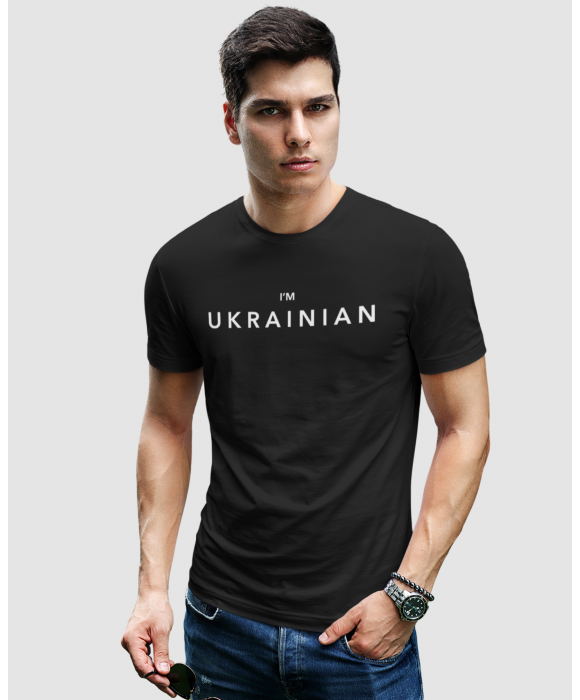 Мужская черная футболка I'm Ukrainian Mishe 111000112