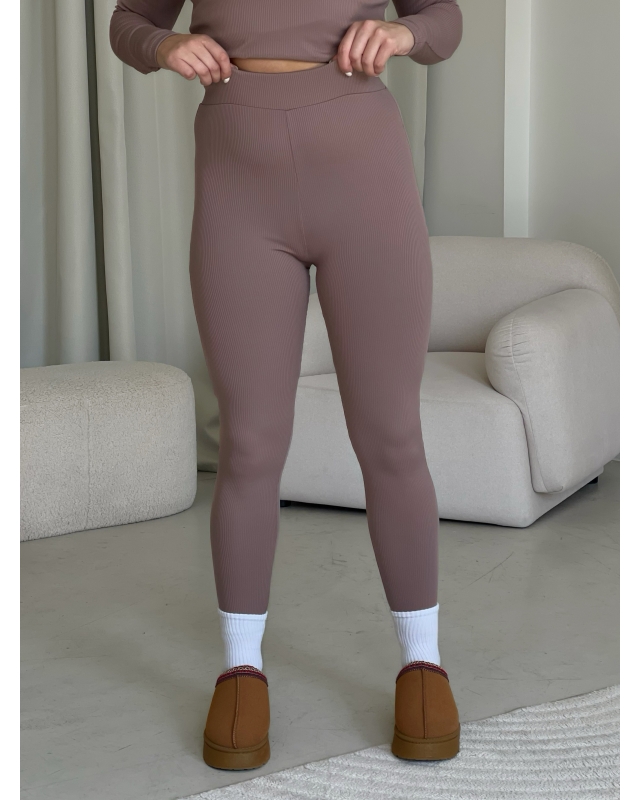 Теплі лосини в рубчик на флісі бежеві Merlini Труа