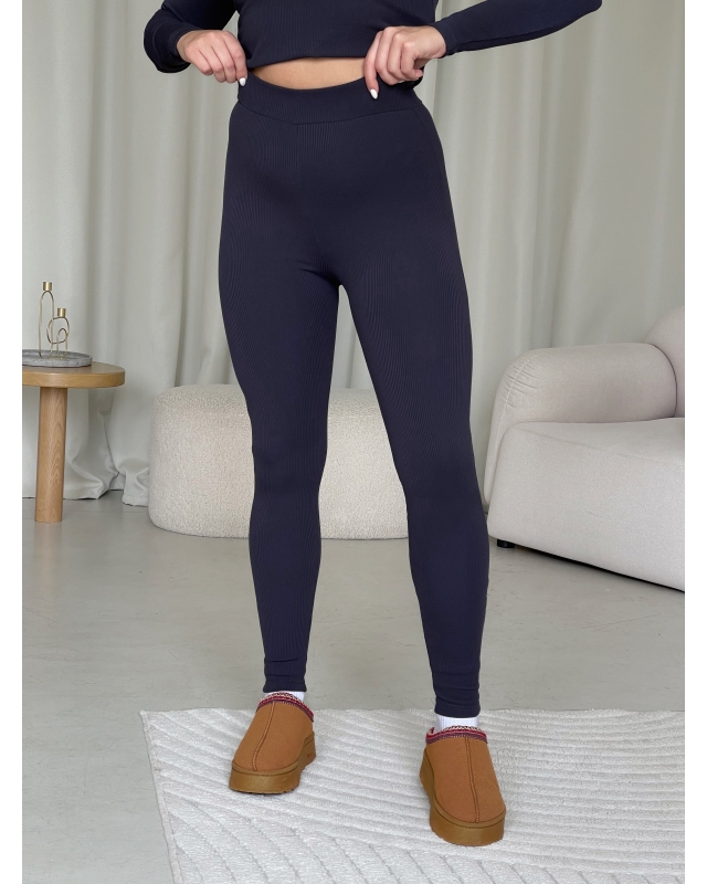 Теплі лосини в рубчик на флісі сірі Merlini Труа