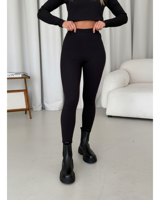 Безшовні теплі лосини на флісі чорні Merlini Вакка