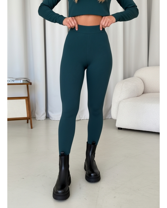 Безшовні теплі лосини на флісі зелені Merlini Вакка без швів
