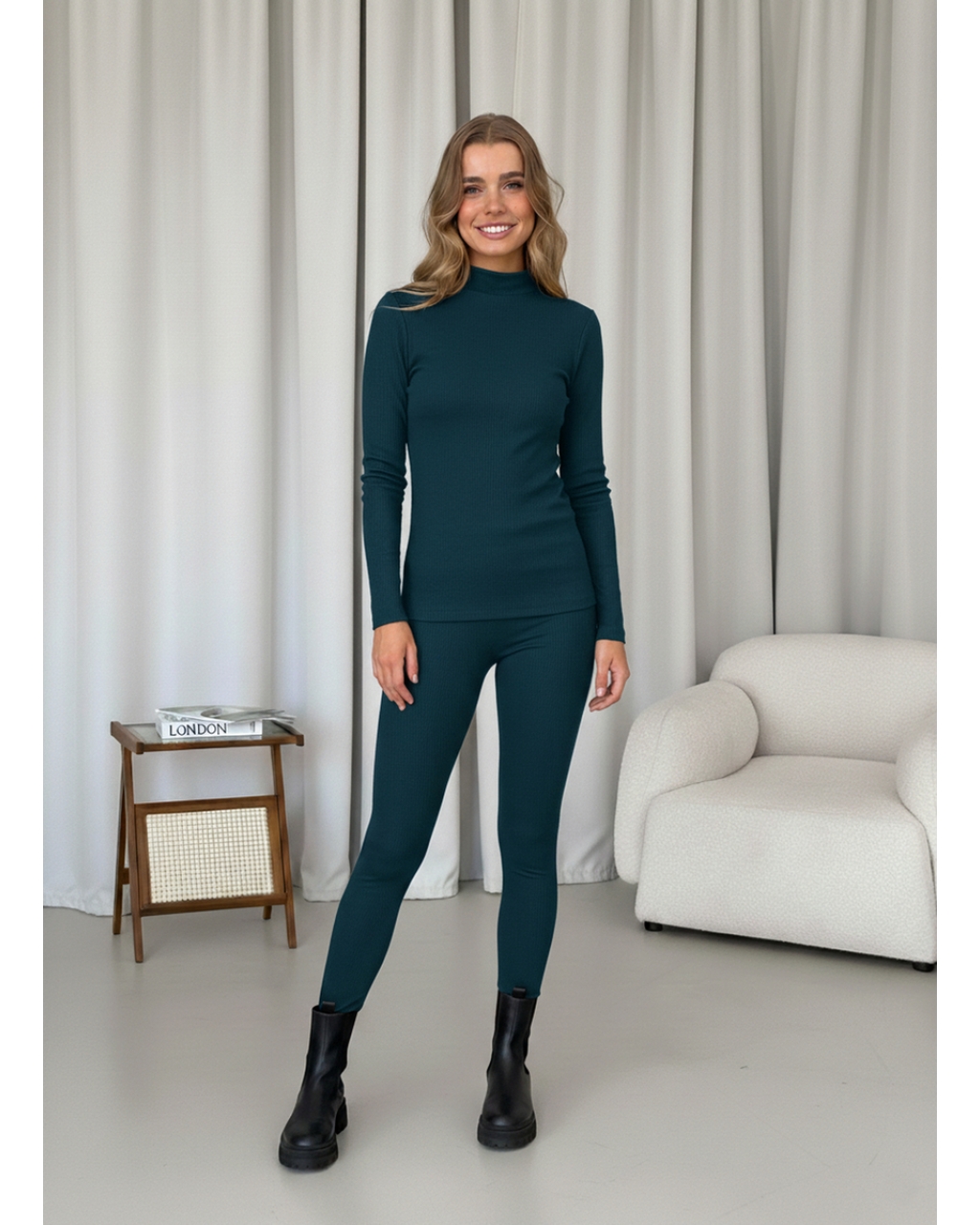 Безшовні теплі лосини на флісі зелені Merlini Вакка без швів