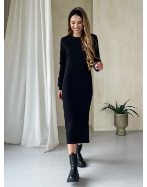 Повсякденна тепла зимова сукня на флісі нижче коліна чорна Merlini Валанс 700001021