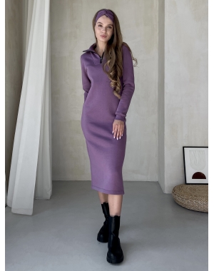 Зимова тепла сукня на флісі нижче коліна на блискавці фіолетова Merlini Антоні 700001045