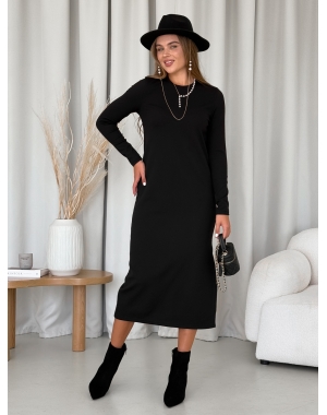 Вільна тепла довга сукня в рубчик на флісі чорна Merlini Генуя 700001081