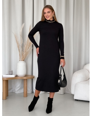 Вільна тепла довга сукня в рубчик на флісі чорна Merlini Мартен 700001101