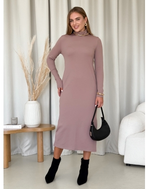 Вільна тепла довга сукня в рубчик на флісі бежева Merlini Мартен 700001102