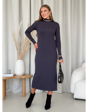 Вільна тепла довга сукня в рубчик на флісі сіра Merlini Мартен 700001103