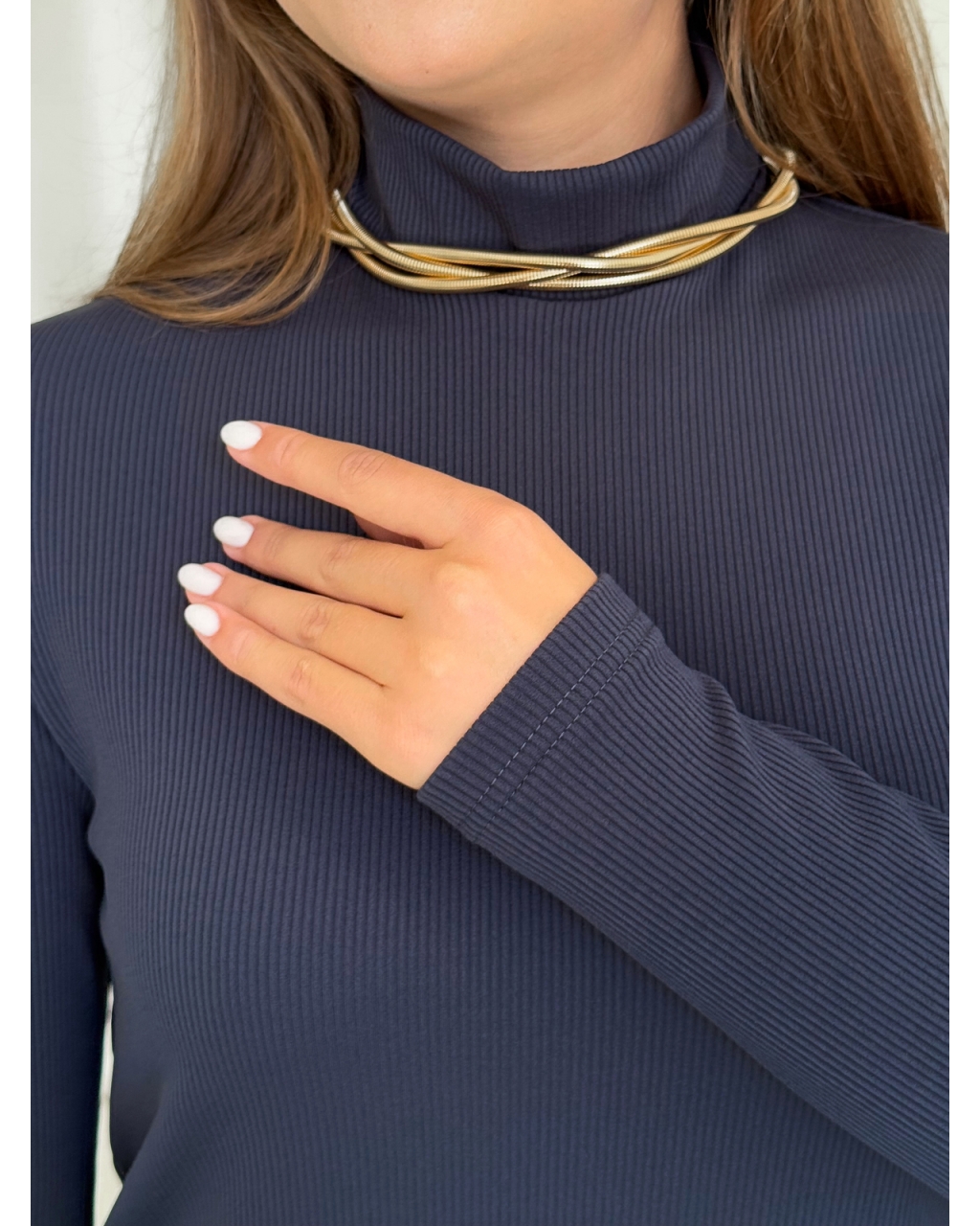 Свободное теплое длинное платье в рубчик на флисе серое Merlini Мартен 700001103