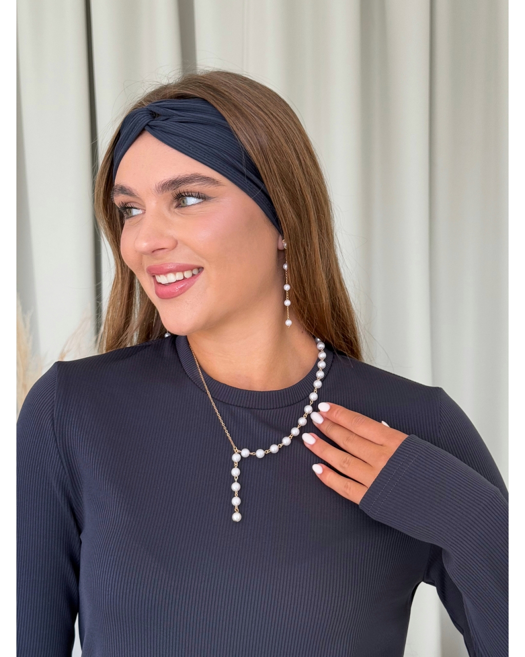 Свободное теплое длинное платье в рубчик на флисе серое Merlini Мартен 700001103