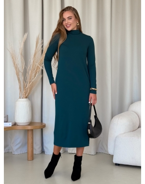 Вільна тепла довга сукня в рубчик на флісі зелена Merlini Мартен 700001104