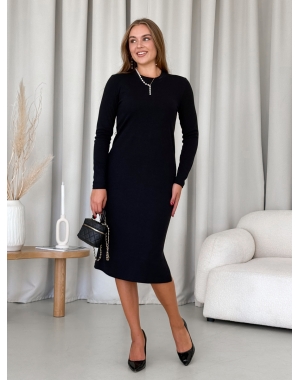 Сукня нижче колін у рубчик чорна Merlini Арма 700001681