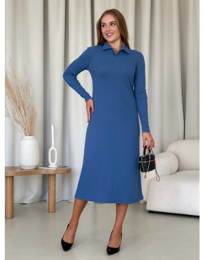 Сукня з комірцем у рубчик синя Merlini Анкора 700001703