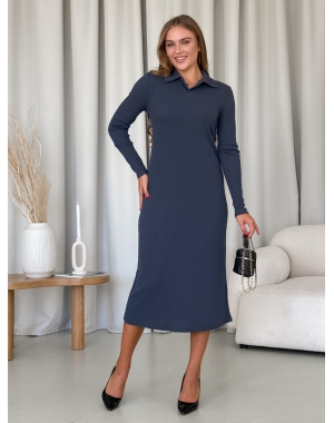 Сукня з комірцем у рубчик сіра Merlini Анкора 700001704