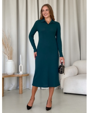 Сукня з комірцем у рубчик зелена Merlini Анкора 700001705