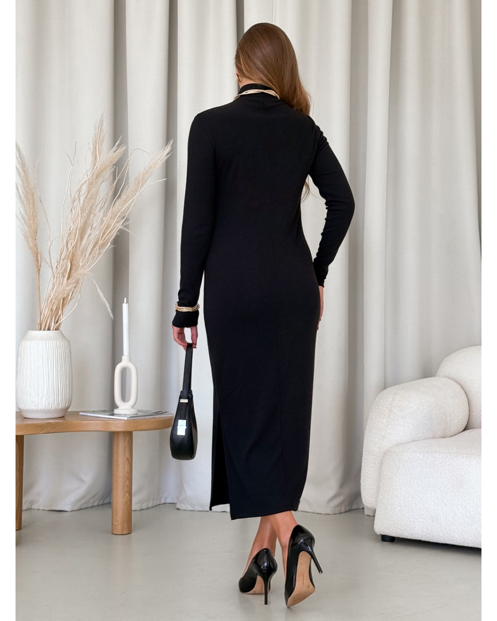 Сукня-гольф у рубчик чорна Merlini Молла 700001721