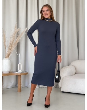 Платье-гольф в рубчик серое Merlini Молла 700001724