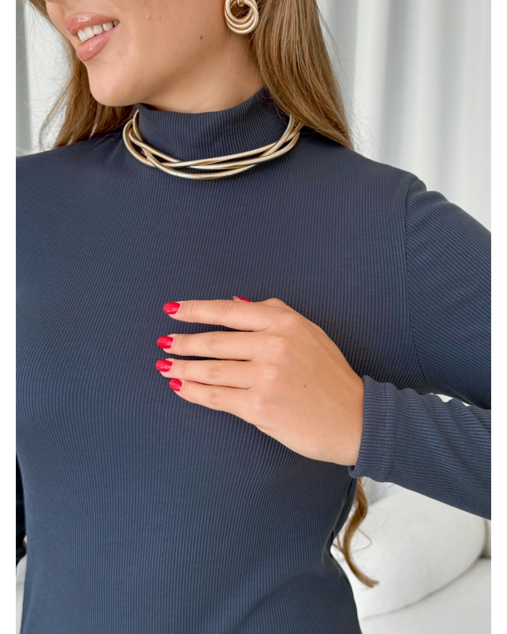 Платье-гольф в рубчик серое Merlini Молла 700001724