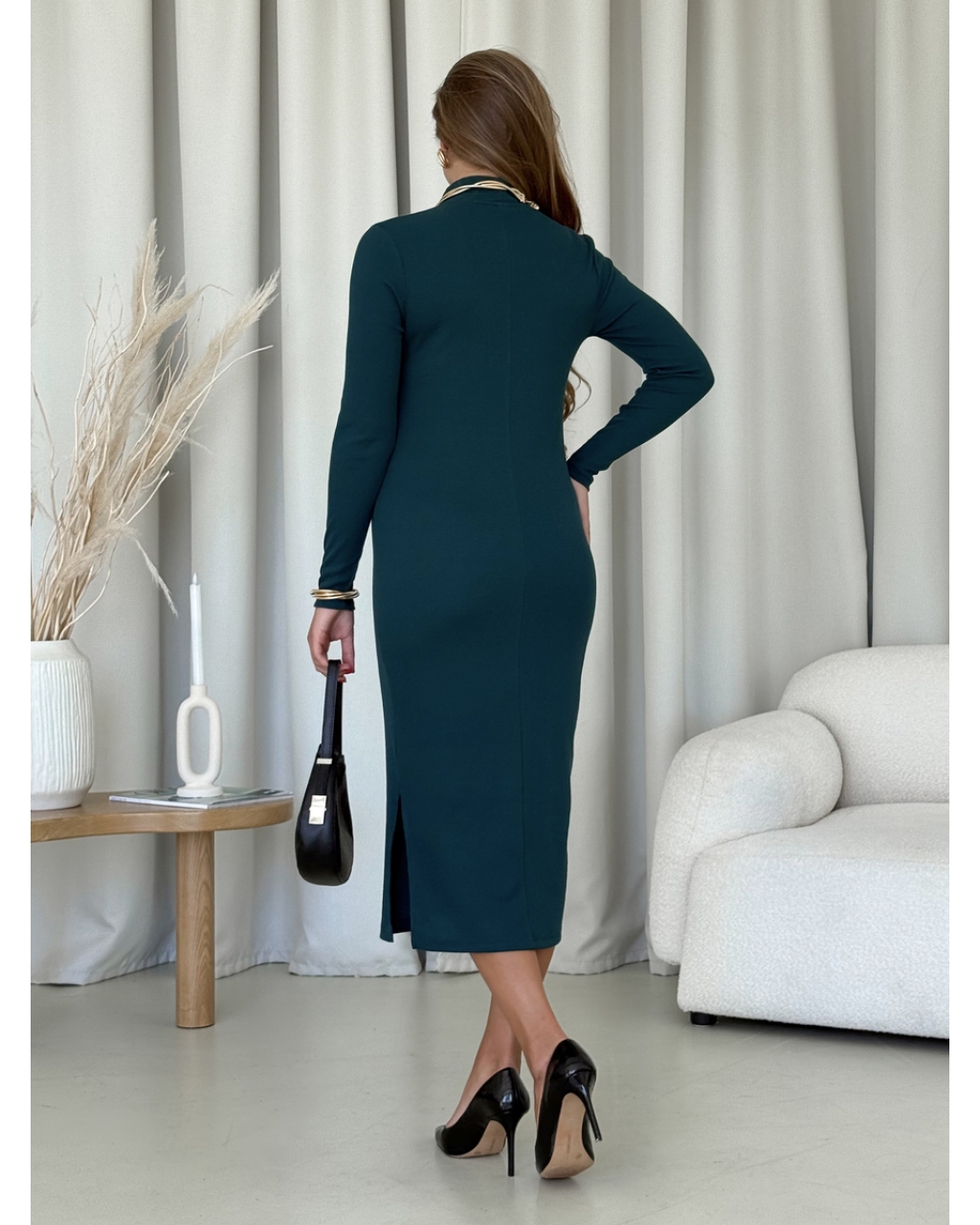 Сукня-гольф у рубчик зелена Merlini Молла 700001725