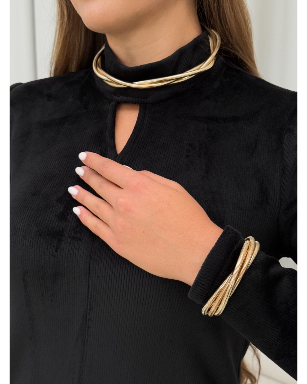 Теплое длинное платье на флисе черное Merlini Ренто 700001781