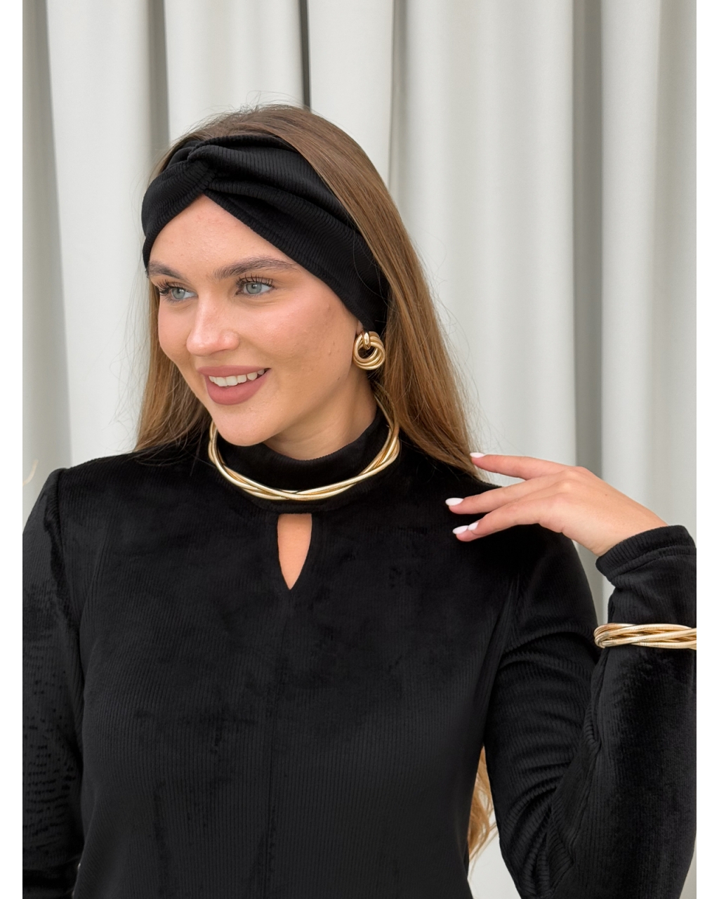 Теплое длинное платье на флисе черное Merlini Ренто 700001781