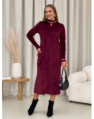 Тепла довга сукня на флісі бордова Merlini Ренто 700001782
