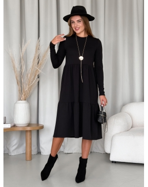 Тепла вільна сукня рубчик на флісі чорна Merlini Боза 700001801
