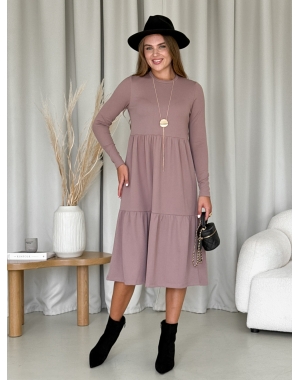 Тепла вільна сукня рубчик на флісі бежева Merlini Боза 700001802