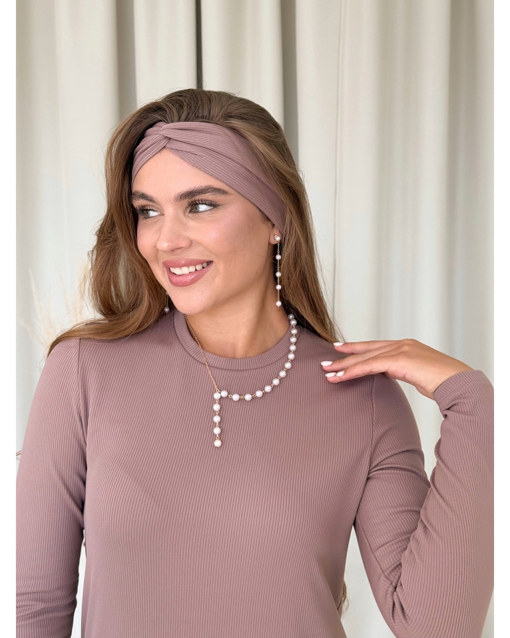 Тепла вільна сукня рубчик на флісі бежева Merlini Боза 700001802