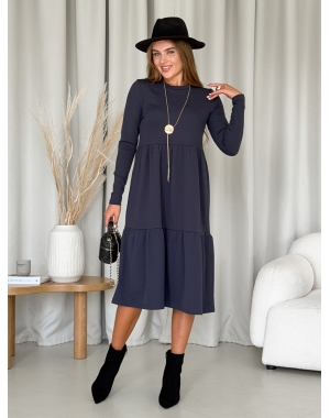 Тепла вільна сукня рубчик на флісі сіра Merlini Боза 700001803