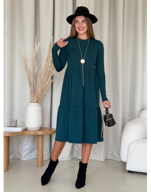 Тепла вільна сукня рубчик на флісі зелена Merlini Боза 700001804