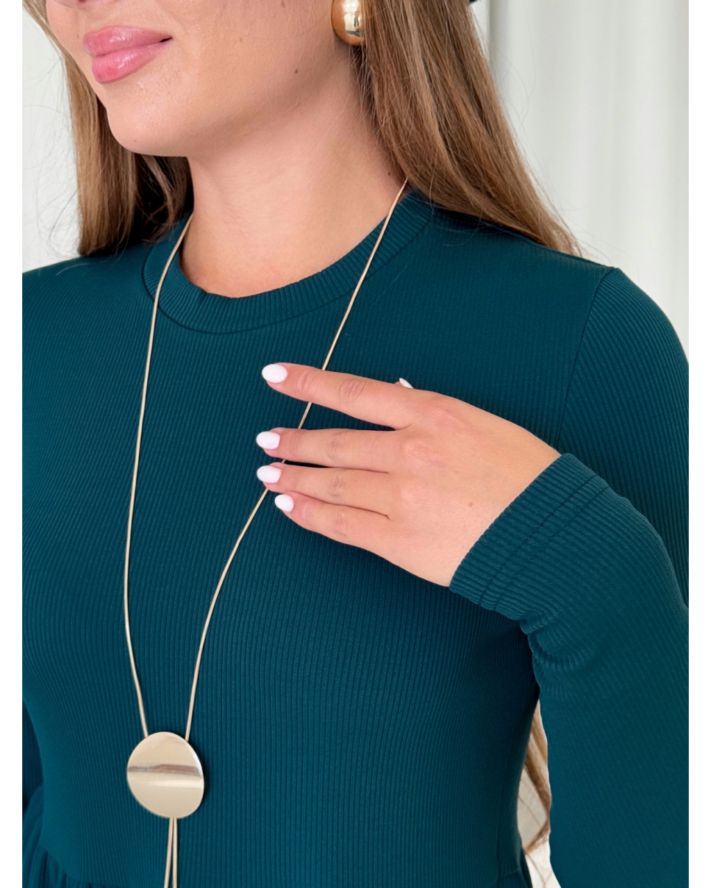 Тепла вільна сукня рубчик на флісі зелена Merlini Боза 700001804