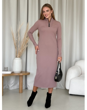 Довга тепла сукня рубчик на флісі бежева Merlini Грата 700001822