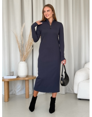 Довга тепла сукня рубчик на флісі сіра Merlini Грата 700001823