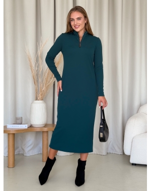 Довга тепла сукня рубчик на флісі зелена Merlini Грата 700001824