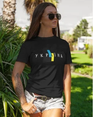 Чорна жіноча футболка з написом "Україна" Mishe 21100013